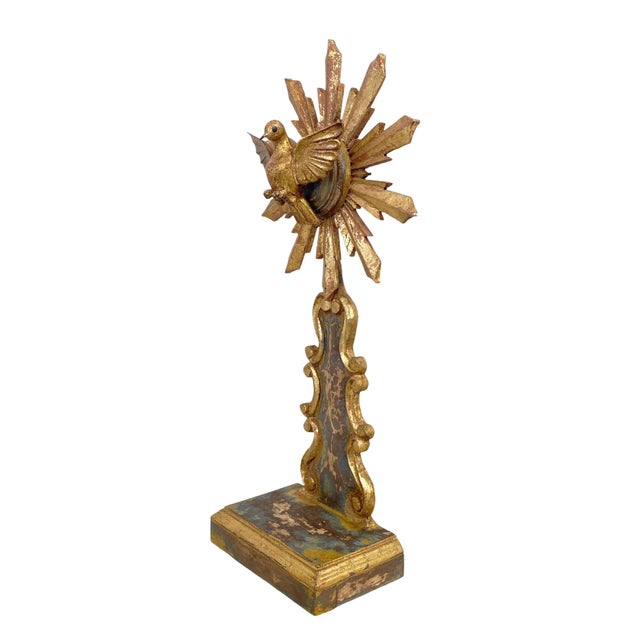 Wood Vintage Impressive European Carved Wood Bird Sculpture on Finial 20" H For Sale - Image 7 of 7