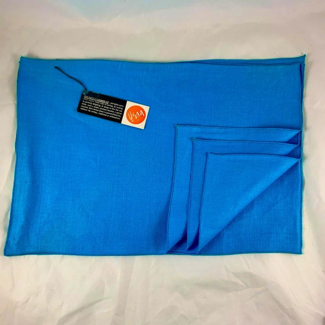 Mid-Century Vera Blue & Green Placemat & Napkin Set for Four, Original Tags For Sale - Image 9 of 11