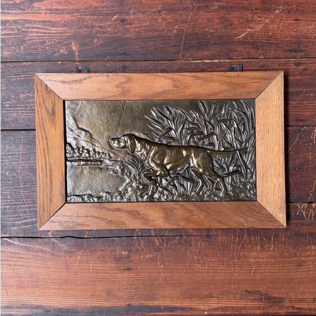 Antique Metal Bas-Reliefs with Hunting Dogs, 1900s, Set of 2 For Sale - Image 6 of 12