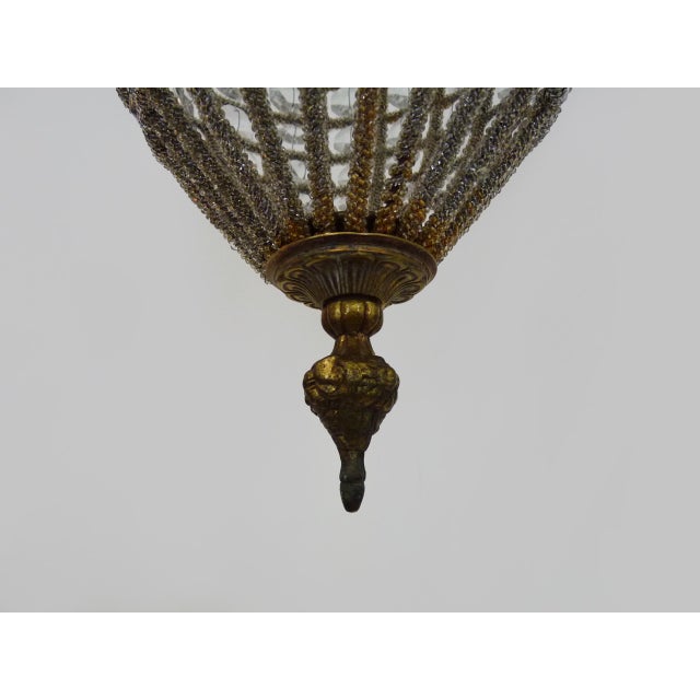 Gold Vintage Bronze Chandelier with Glass Pendants, 1980s For Sale - Image 8 of 10