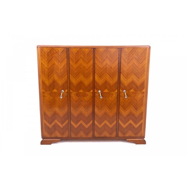 Art Deco wardrobe from the 1940s, Poland. In very good condition, after professional renovation. Dimensions: height 184 cm...