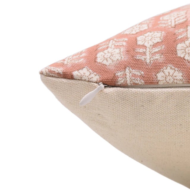 Farmhouse Designer Hand Block Printed Duck Canvas Pillow Cover 14x36- Tulsi Buti For Sale - Image 3 of 5