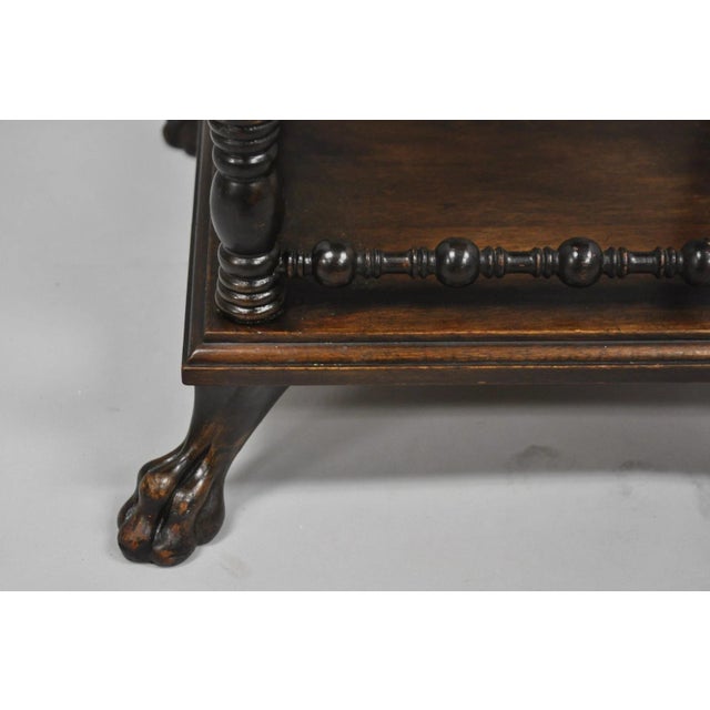 Antique American Empire Mahogany Carved Paw Foot 3 Tier Plant Stand Side Table For Sale - Image 12 of 15
