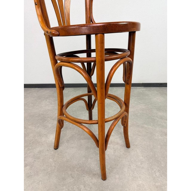 Brown Bentwood Bar Stool with Armrest, 1940s For Sale - Image 8 of 14