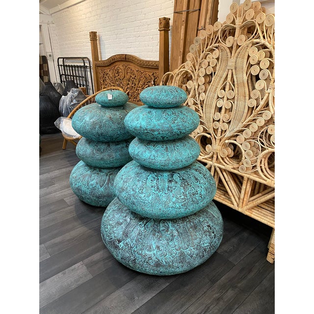 Balinese Boho Verdigris Copper Utan Pendant Light Small For Sale - Image 12 of 12