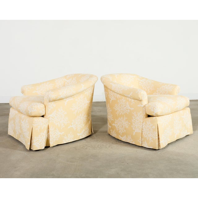 Late 20th Century Pair of A. Rudin Attributed White Coral Over Butter Club Chairs For Sale - Image 5 of 18