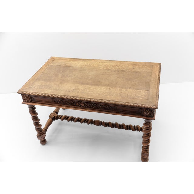 Wood French Barley Twist Writing Desk For Sale - Image 7 of 17