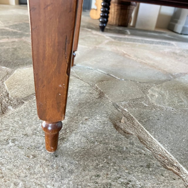 Late 20th Century Baker Milling Road Carved Wood Upholstered Bench With Slip Cover For Sale - Image 12 of 14