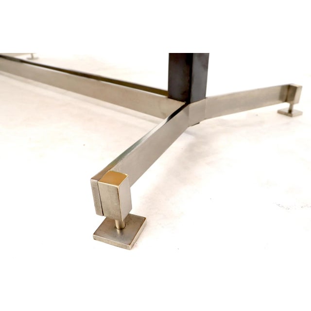 Mid-Century Modern Extra Long Oval Dark Walnut Dining Conference Table on Stainless Chrome Base For Sale - Image 3 of 11