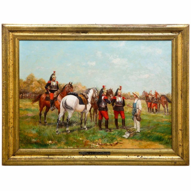 French French Antique Franco-Prussian War Painting of Cuirassiers by Paul Perboyre For Sale - Image 3 of 12