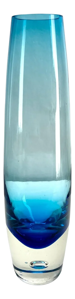 Hand-Blown Blue Vase with Bubble by Bo Borgström, 1960s