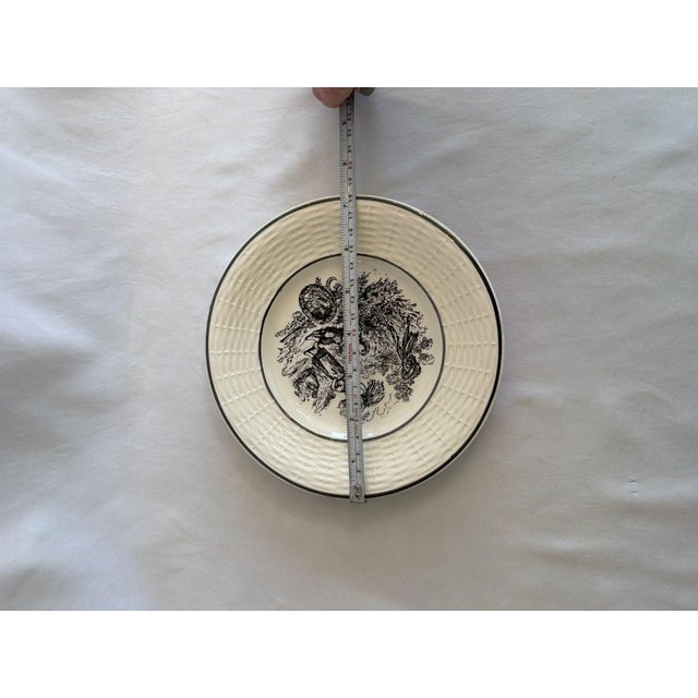 Victorian Antique Digoin Sarreguemines Les Mois 'Août' August Black Transferware 7-Inch D For Sale - Image 3 of 3