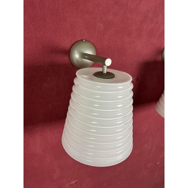 Gray Vintage Wall Lamps in Milky White Murano Glass from Leucos, 1980s, Set of 2 For Sale - Image 8 of 14