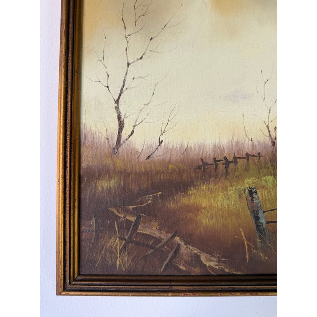 Wood 1970s Vintage Lee. Sound Impressionist Landscape Oil Painting on Canvas – Framed For Sale - Image 7 of 16