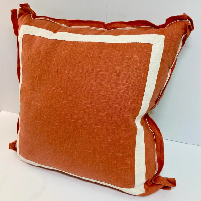 2020s Coral Linene Geometric Toss Pillow For Sale - Image 5 of 11