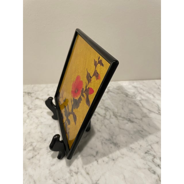 Vintage Lacquer Japanese Square Plates- Set of 5 For Sale - Image 10 of 11