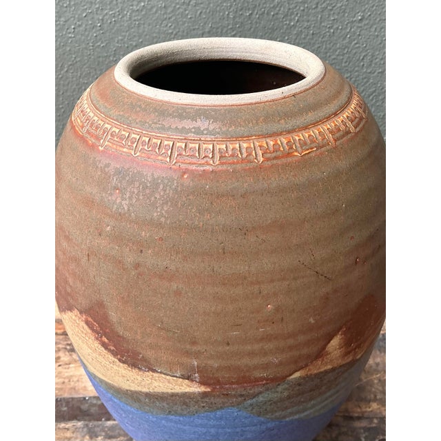 Vintage Original Studio Pottery Layered Glaze Vase For Sale - Image 11 of 12