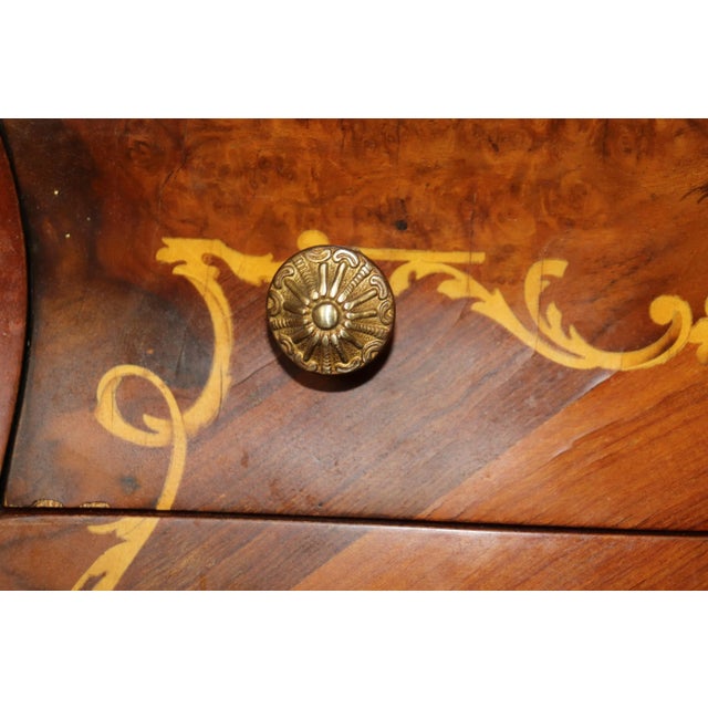 Inlaid Italian Bombe Night Stands Commodes Circa 1940 - A Pair For Sale - Image 4 of 12