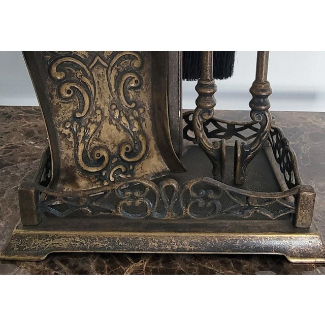 Italian Die-Cast Brass 5-Piece Fireplace Tool Set For Sale In Dallas - Image 6 of 7