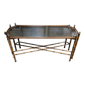 1970s Faux Bamboo Console Hollywood Regency