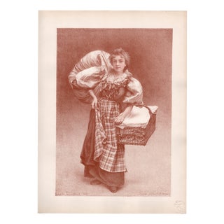 Camille Bellanger, La Blanchisseuse, 1898, Lithograph on Paper For Sale
