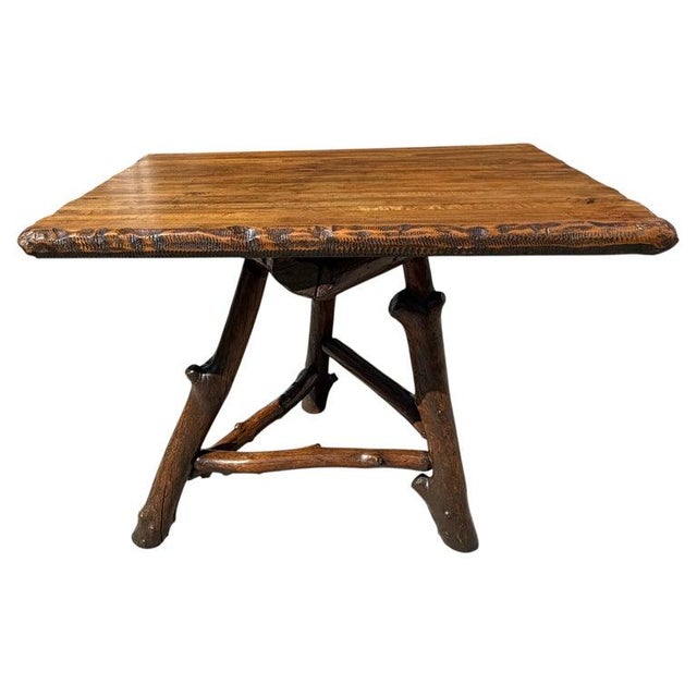 Old Hickory Center Table on Three legs.This folky side table or gaming table is in amazing condition.This is a hand made &...