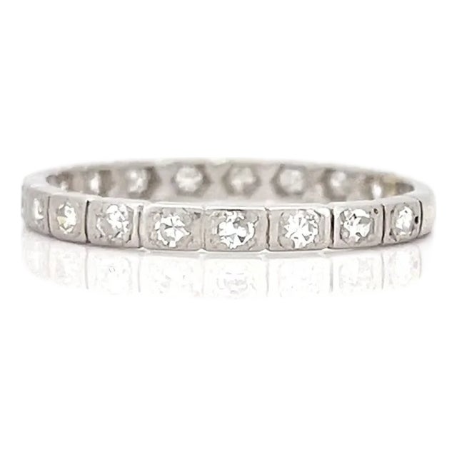 1920s Art Deco Platinum Single Cut Diamond Ring, Size 9.5 For Sale