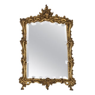 Gilded Stucco Mirror with Beveled Glass, 1800s For Sale