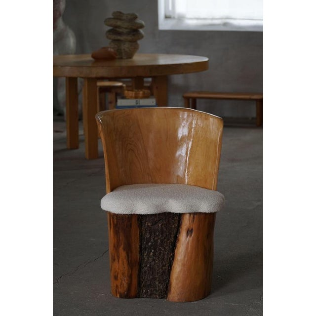 Swedish Stump Chairs in Wood with Bouclé Seats, 1960s, Set of 4 For Sale - Image 6 of 18