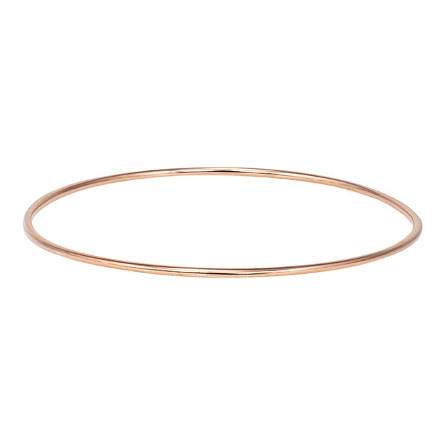 Vintage Portuguese Bangle Bracelet 19k Rose Gold 8" Estate Fine Jewelry For Sale