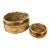 Vintage Pair of Gabriella Crespi Style Pencil Reed Rattan & Brass Round Basket Tray / Trays For Sale