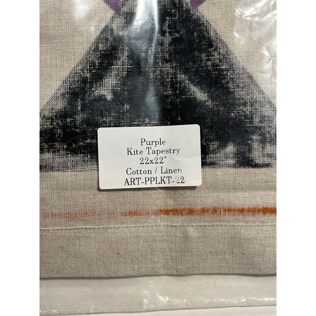 Linen Set of 4 John Robshaw Hand Painted Kite Tapestry Cotton/Linen Wall Art Decor For Sale - Image 8 of 11