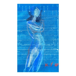 1968 Katherine Yares Standing Female Nude Pastel For Sale