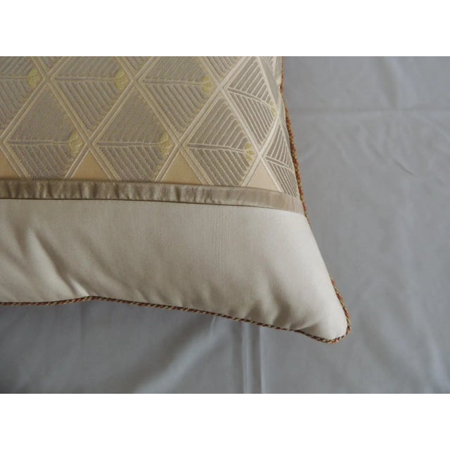 Boho Chic Vintage Gold & Silver Silk Woven Obi Square Decorative Pillow For Sale - Image 3 of 5