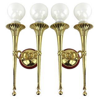 Art Deco Wall Lamps in Torch Shape, 1920s, Set of 2 For Sale