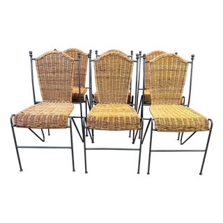 Wicker Chairs from Frederick Weinberg, 1960s, Set of 6 For Sale