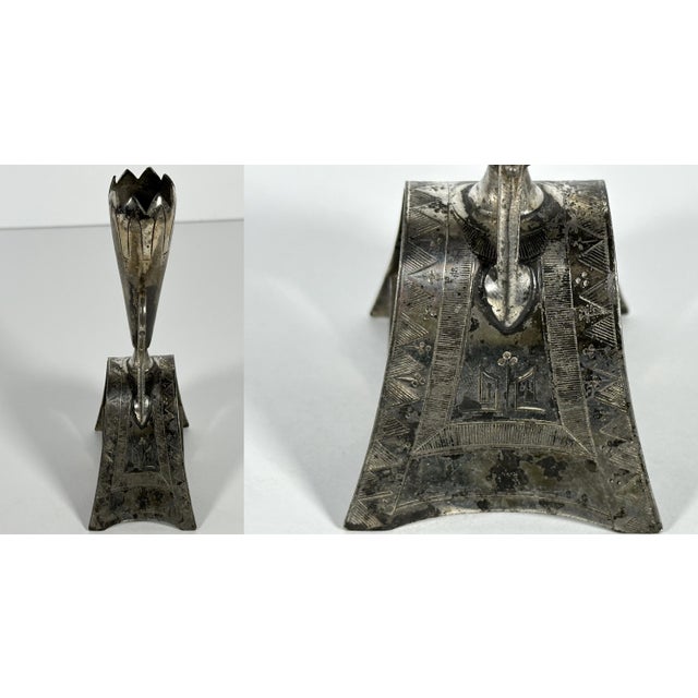 19th Century Simpson Hall Miller Silver Plate Napkin Ring Toothpick Holder: Egyptian Revival For Sale - Image 6 of 10