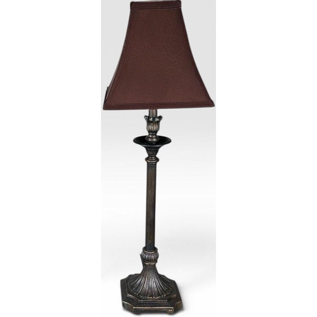 Late 20th Century Contemporary Neoclassical Bronze Finished Fluted Buffet Lamps - A Pair For Sale - Image 4 of 16