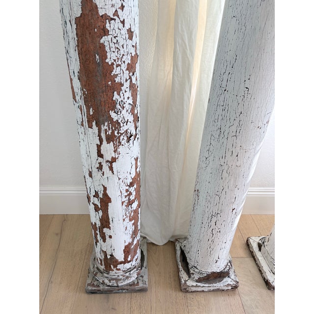 Hollywood Regency Set of 4 Vintage Solid Wood Architectural Columns 62” For Sale - Image 3 of 12