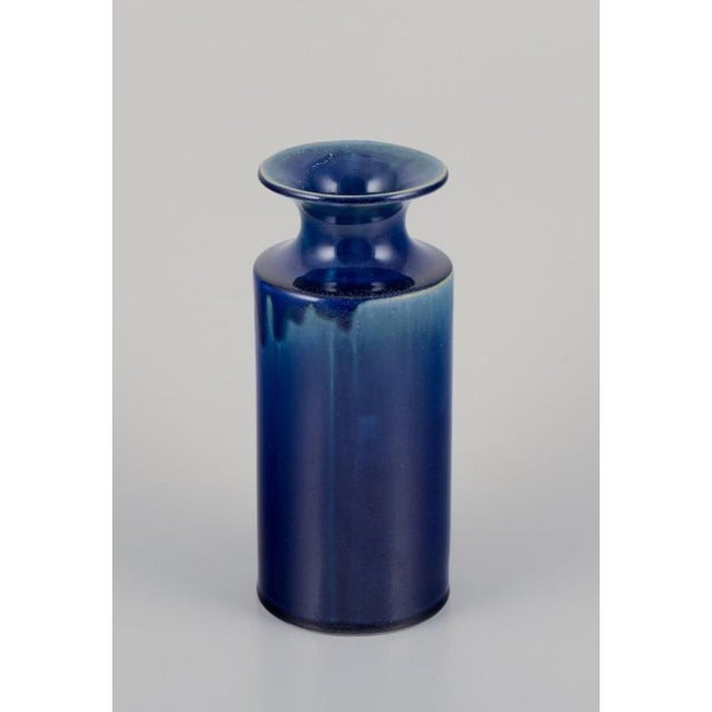 Large Ceramic Vase with Blue and Green Glaze by Britt-Louise Sundell, Gustavsberg, 1960s For Sale - Image 3 of 7