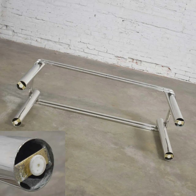 Modern Console Sofa Table Chrome Rectangle With Glass Top Style of Pace or Karl Springer For Sale - Image 11 of 13