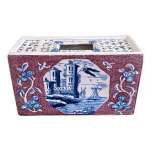 Vintage Dutch Delft Blue and White Flower Frog Tulipiere Vase