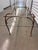 Burnt Umber Mid Century Styled After Salterini Outdoor Metal Coffee Table With Textured Glass Top For Sale - Image 8 of 10