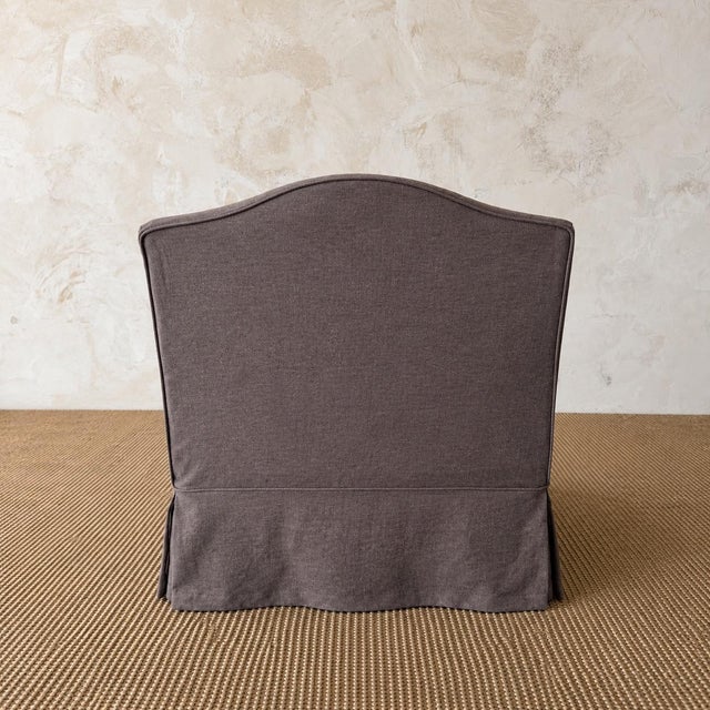 2020s Kosa Armless Chair Slip Covered in 100% Pure Belgian Linen- Bark For Sale - Image 5 of 8