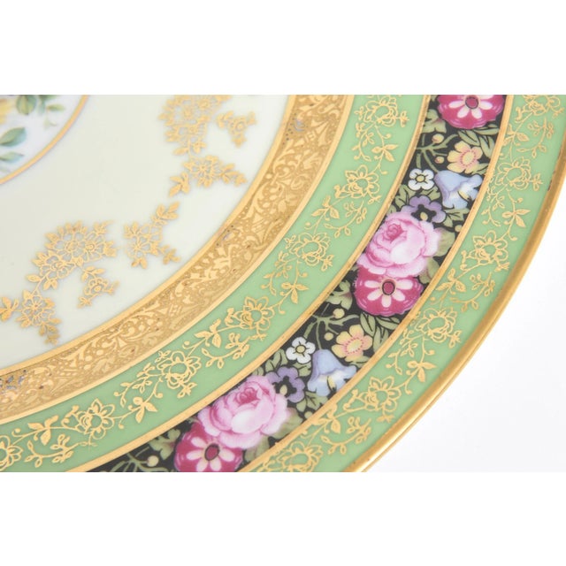 Ceramic Heinrich & Co. Selb Floral Gold Encrusted Service Plates - Set of 11 For Sale - Image 7 of 13