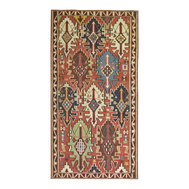 Tribal Antique Caucasian Geometric Kilim For Sale