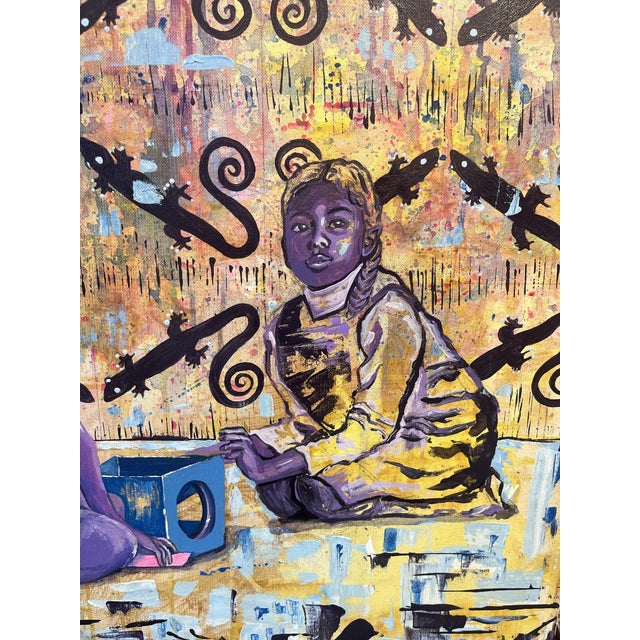 Yemoja’s Tinko Tinko Tinkoko Tinko Interrupted, Wall Painting by Victory Anthony Nted (2026), Acrylic and Gouache on Canvas For Sale - Image 6 of 7