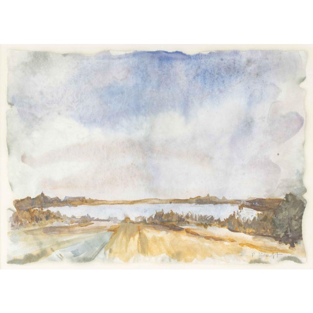 20th Century School, River Landscape Scene, Watercolor and Gouache on Paper, signed "P Kreft (?)" lower right, wood frame....