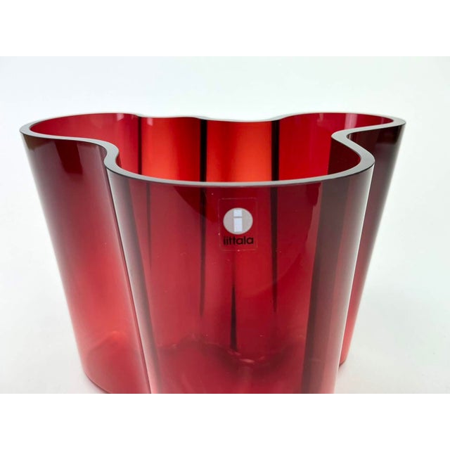 Iittala Finland Iittala Alvar Aalto Cranberry Red Vase For Sale - Image 4 of 5