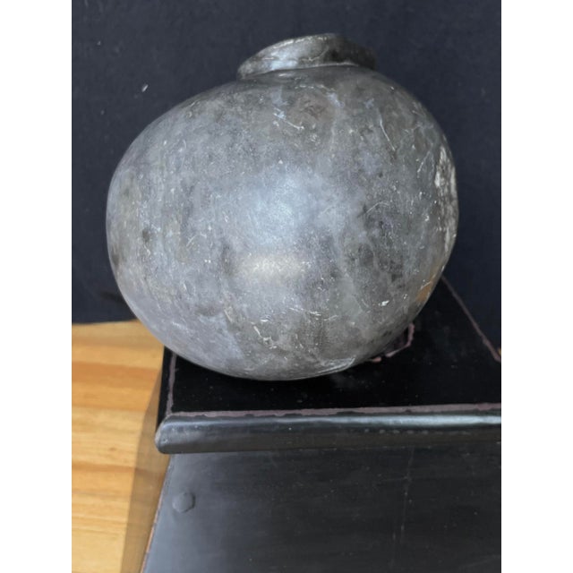 Late 19th Century Antique 18" Smooth Carved Stone Chinese Buddha Head on Wood Base - Set of 2 For Sale - Image 5 of 10